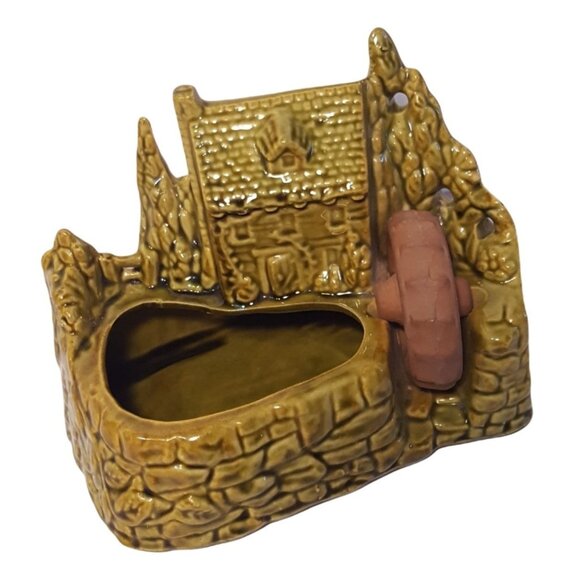 Vintage Shawnee USA Old Grist Mill Water Wheel Green Pottery Planter 769 - Picture 2 of 9